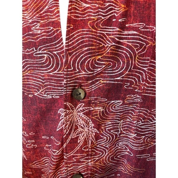 Tommy Bahama Hawaiian Camp Shirt 2XL Red Swordfish Palm Trees Silk Blend Coastal - Picture 3 of 10